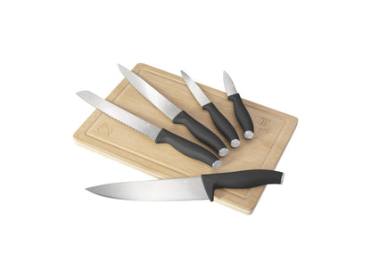 Berlinger Haus 6-teiliges Messerset mit Bambus Schneidebrett matt Anthracite Collection
