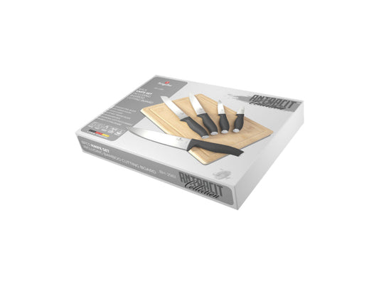 Berlinger Haus 6-teiliges Messerset mit Bambus Schneidebrett matt Anthracite Collection