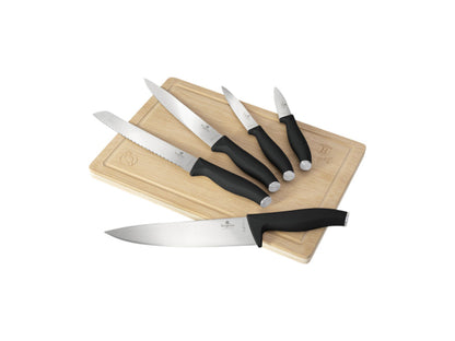 Berlinger Haus 6-teiliges Messerset mit Bambus Schneidebrett Matte Black Collection