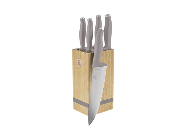 Kaufuniversum - Berlinger Haus 6-teiliges Messerset mit Messerblock matt Taupe Collection