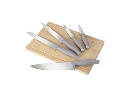 Berlinger Haus 6-teiliges Messerset mit Bambus Schneidebrett matt Taupe Collection