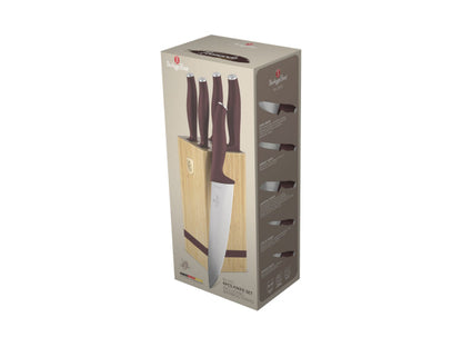 Berlinger Haus 6-teiliges Messerset mit Messerblock matt bordeaux Leonardo Collection