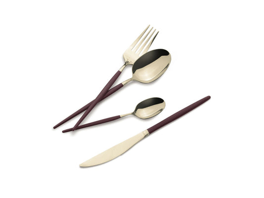 Kaufuniversum - Berlinger Haus 24 teiliges Besteckset bordeaux/champagne Leonardo Collection