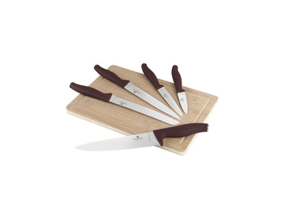 Berlinger Haus 6-teiliges Messerset mit Bambus Schneidebrett matt bordeaux Leonardo Collection