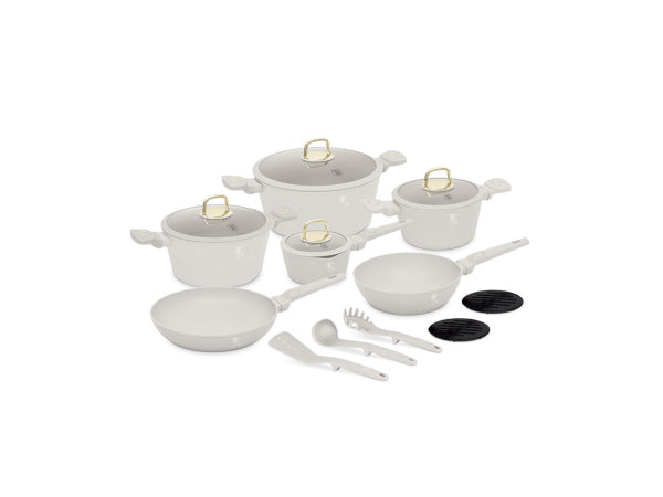Kaufuniversum - Berlinger Haus 15-teiliges Kochgeschirr-Set matt cream Sahara Collection
