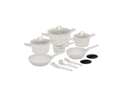 Berlinger Haus 15-teiliges Kochgeschirr-Set matt cream Sahara Collection