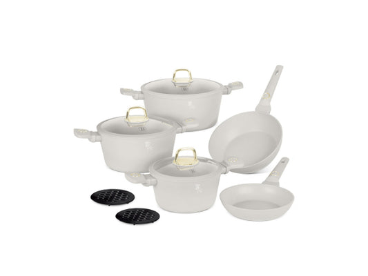 Kaufuniversum - Berlinger Haus 10-teiliges Kochgeschirr-Set matt cream Sahara Collection