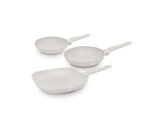Kaufuniversum - Berlinger Haus 3-teiliges Bratpfannen Set Ø 20/24/28cm matt cream Sahara Collection
