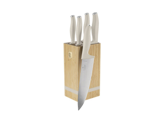 Kaufuniversum - Berlinger Haus 6-teiliges Messerset mit Messerblock matt cream Sahara Collection