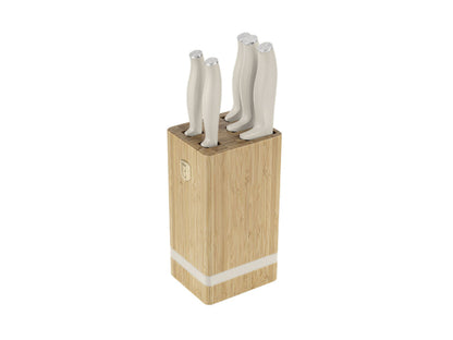 Berlinger Haus 6-teiliges Messerset mit Messerblock matt cream Sahara Collection