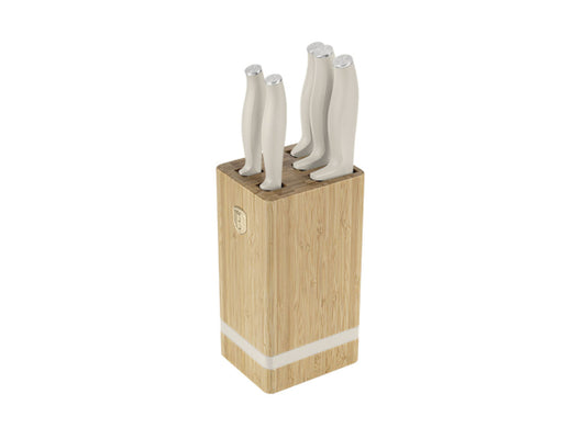 Berlinger Haus 6-teiliges Messerset mit Messerblock matt cream Sahara Collection