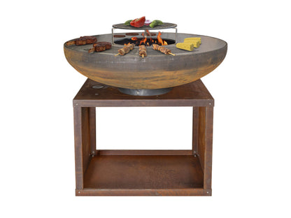 Mr.Grill Feuerschale Rusty 100cm mit Holzfach