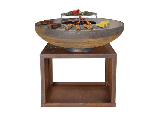 Kaufuniversum - Mr.Grill Feuerschale Rusty 100cm mit Holzfach