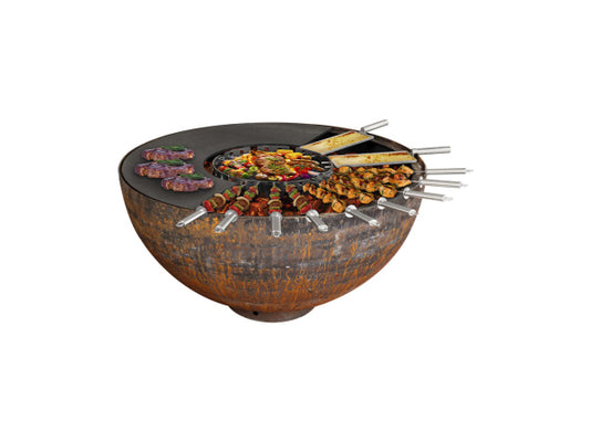 Kaufuniversum - Mr.Grill Mr. Grill Feuerschale Rusty mit Grillring 100cm und Zubehör
