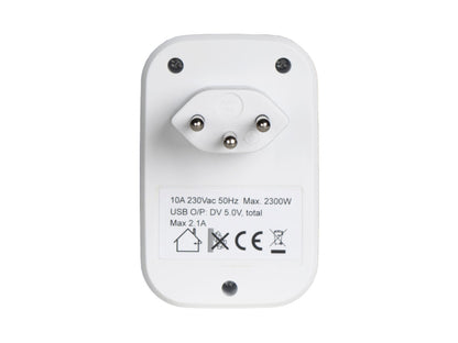 Ekström Steckdosenadapter mit USB-Ladeanschluss weiss