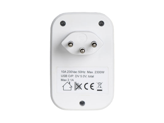 Ekström Steckdosenadapter mit USB-Ladeanschluss weiss