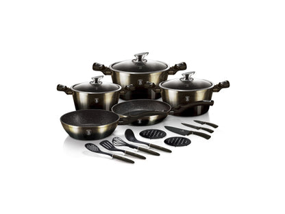 Berlinger Haus 17-teiliges Kochgeschirr-Set Metallic Line Shiny Black Edition