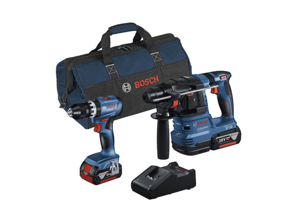 Kaufuniversum - Bosch Professional Bosch 2teiliges Kit GSB 18V-45 + GBH 18V-22 + 2 x 4.0Ah + GAL 18V-40 (C)