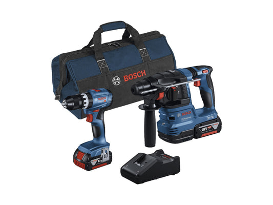 Kaufuniversum - Bosch Professional Bosch 2teiliges Kit GSB 18V-45 + GBH 18V-22 + 2 x 4.0Ah + GAL 18V-40 (C)