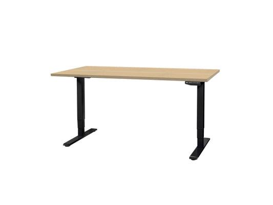 Kaufuniversum - CONTINI höhenverstellbarer Bürotisch 1.6x0.80m Ahorn Natur / Gestell ET225E schwarz RAL 9005