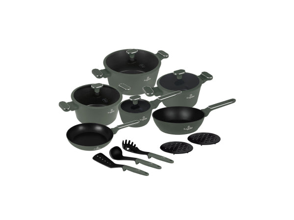 Kaufuniversum - Berlinger Haus 15-teiliges Kochgeschirr-Set Matte Green Collection