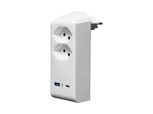 Kaufuniversum - brennenstuhl Abzweigstecker 2-fach drehbar bis 300° ohne Aufhänger mit USB Typ A und C