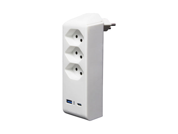 Kaufuniversum - brennenstuhl Abzweigstecker 3-fach drehbar bis 300° ohne Aufhänger mit USB Typ A und C