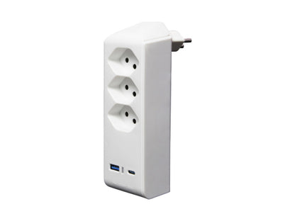 brennenstuhl Abzweigstecker 3-fach drehbar bis 300° ohne Aufhänger mit USB Typ A und C