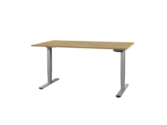 Kaufuniversum - CONTINI höhenverstellbarer Bürotisch 1.6x0.8m Eiche / Gestell grau RAL 7045