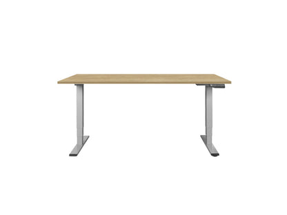 CONTINI höhenverstellbarer Bürotisch 1.6x0.8m Eiche / Gestell grau RAL 7045