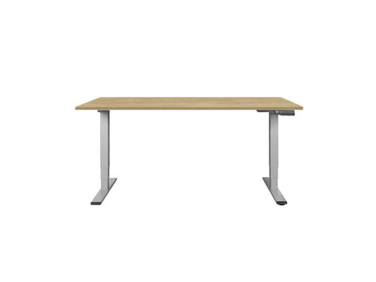 CONTINI höhenverstellbarer Bürotisch 1.6x0.8m Eiche / Gestell grau RAL 7045