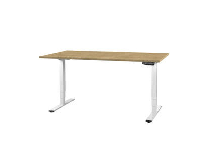CONTINI höhenverstellbarer Bürotisch 1.6x0.8m Eiche / Gestell weiss RAL 9016
