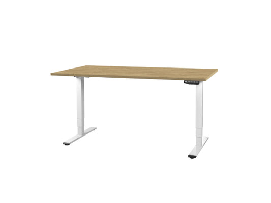 Kaufuniversum - CONTINI höhenverstellbarer Bürotisch 1.6x0.8m Eiche / Gestell weiss RAL 9016