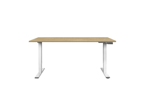 Kaufuniversum - CONTINI höhenverstellbarer Bürotisch 1.6x0.8m Eiche / Gestell weiss RAL 9016