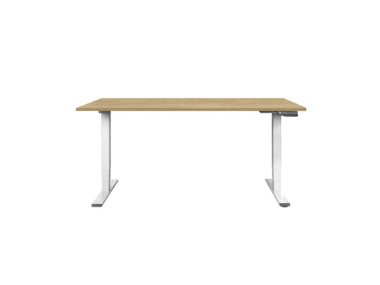 CONTINI höhenverstellbarer Bürotisch 1.6x0.8m Eiche / Gestell weiss RAL 9016