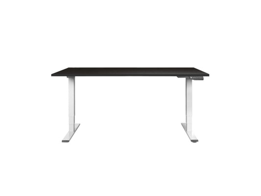 CONTINI höhenverstellbarer Bürotisch 1.6x0.8m Schwarz / Gestell weiss RAL 9016