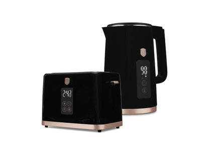 Berlinger Haus Wasserkocher & Toaster mit Digitalanzeige Black Rose Collection