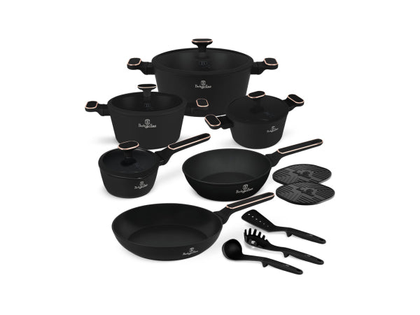 Kaufuniversum - Berlinger Haus 15-teiliges Kochgeschirr-Set PRO Black Rose Collection