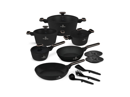 Berlinger Haus 15-teiliges Kochgeschirr-Set PRO Black Rose Collection