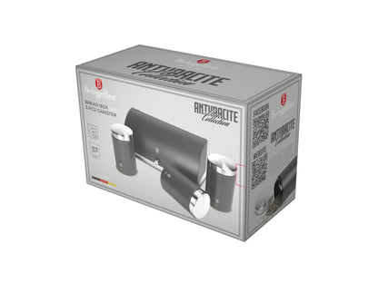 Berlinger Haus 4-teiliges Brotkasten- und Vorratsdosen Set Anthracite Collection