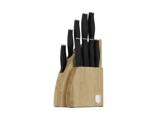 Berlinger Haus 10-teiliges Messerset mit Bambus Messerblock Black Silver Collection