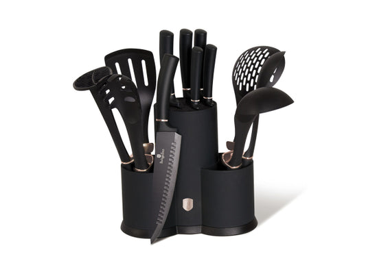 Kaufuniversum - Berlinger Haus 12-teiliges Messer- und Kochbesteck Black Rose Collection