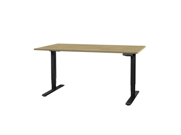 Kaufuniversum - CONTINI höhenverstellbarer Bürotisch 1.4x0.8m Eiche / Gestell ET225E schwarz RAL 9005