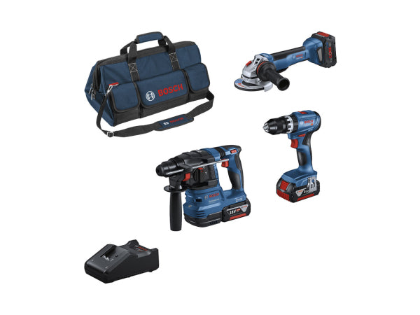 Kaufuniversum - Bosch Professional Bosch 3 Tool kit GSB 18V-45+GWS 18V-10+GBH 18V-22+2x 5.0Ah+1x 5.5Ah+GAL 18-40 0.615.A50.04C