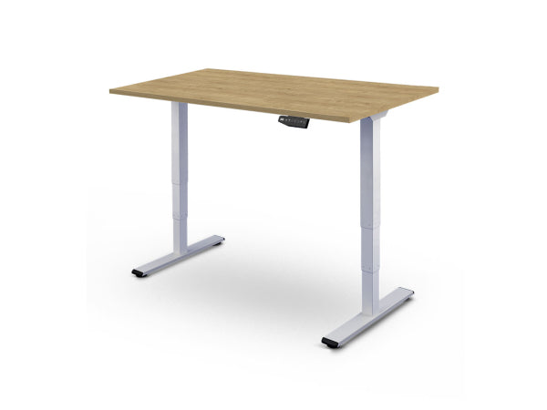 Kaufuniversum - CONTINI höhenverstellbarer Bürotisch 1.8x0.8m Eiche / Gestell weiss RAL 9016