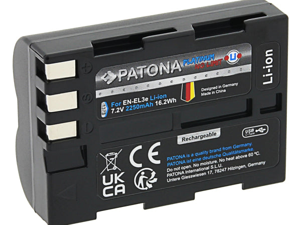 Kaufuniversum - Patona Platinum Akku Nikon EN-EL3E USB-C