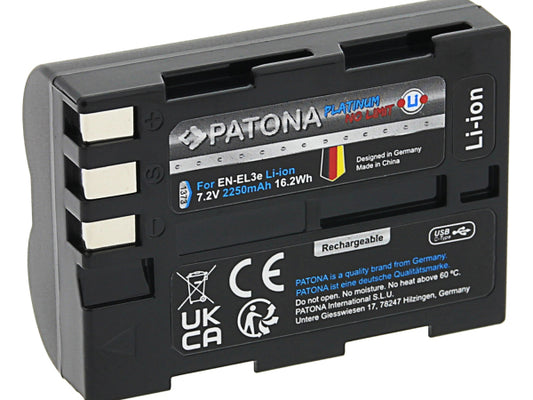 Kaufuniversum - Patona Platinum Akku Nikon EN-EL3E USB-C