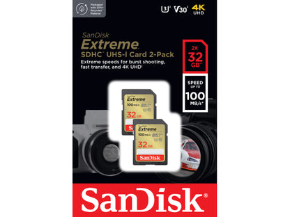 SanDisk Extreme 100MB/s SDHC 32GB 2-Pack