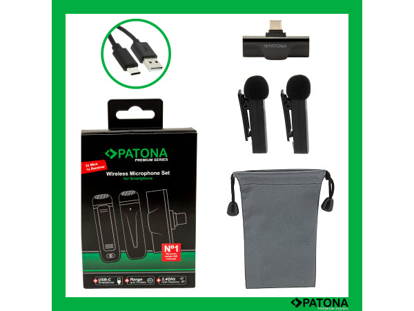 Kaufuniversum - Patona Wireless 2 Lavalier USB-C Set