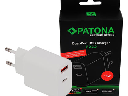 Patona Netzteil USB-C + USB-A 18W